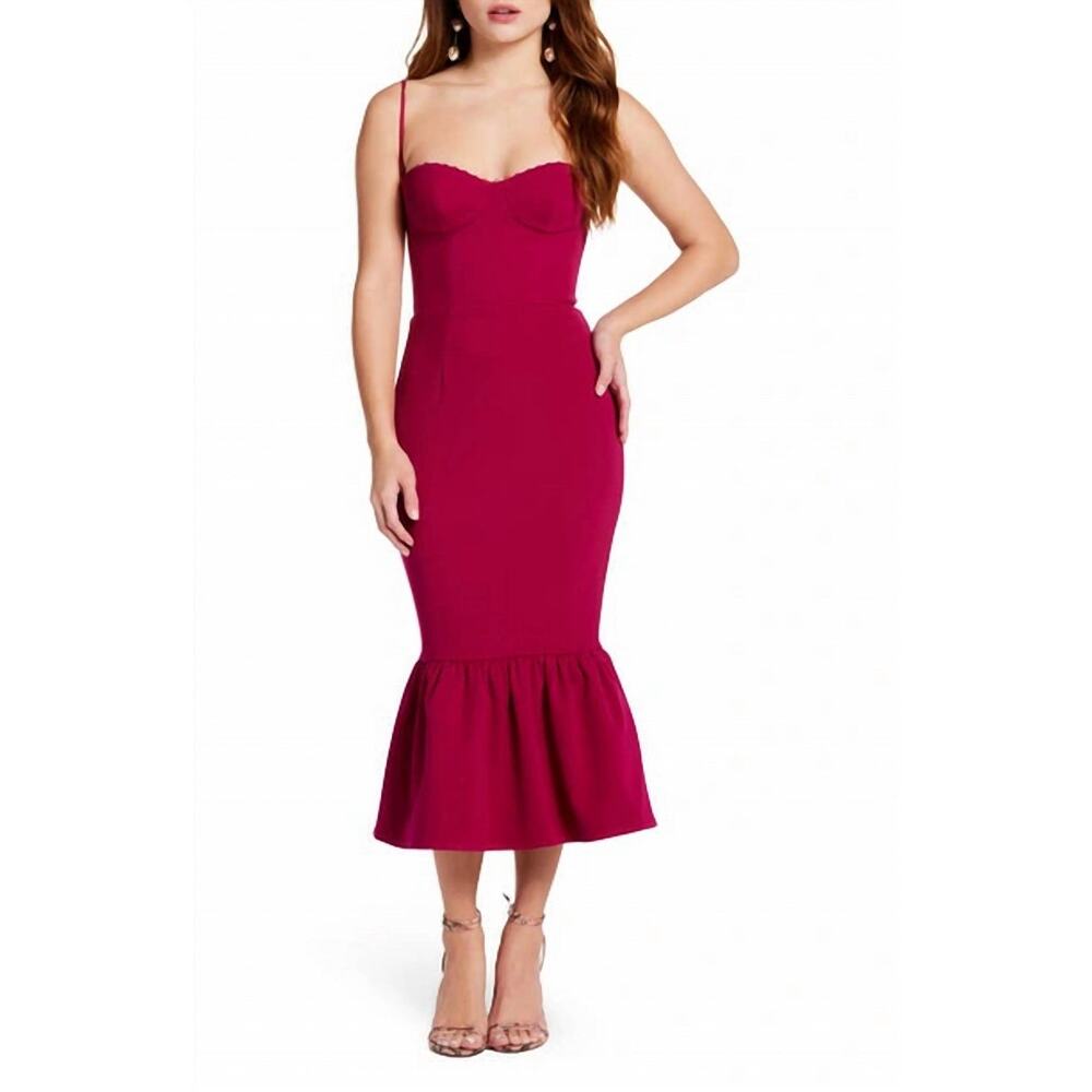 Katie May Soraya Trumpet Midi Dress Size 1X‎ Sweetheart Magenta Pink Women's